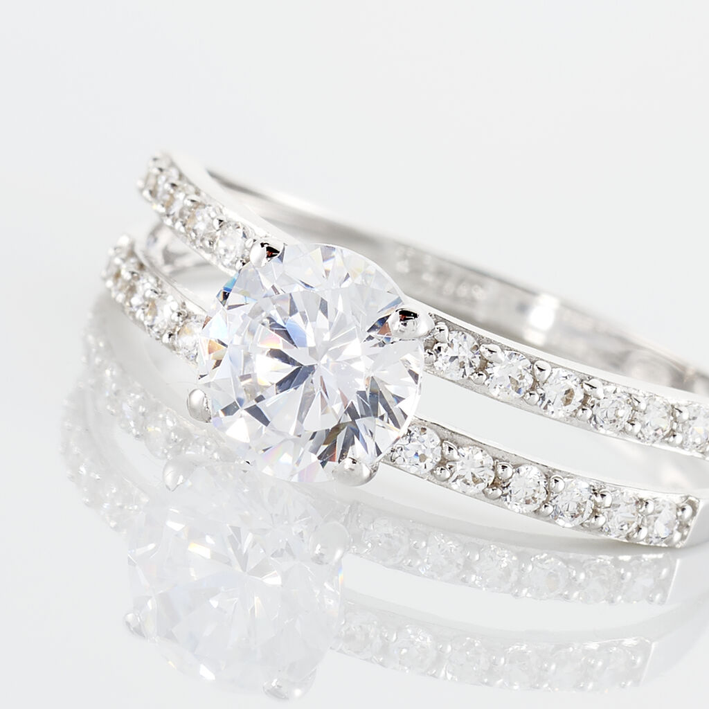 Bague Solitaire Cesarine Or Blanc Oxyde De Zirconium