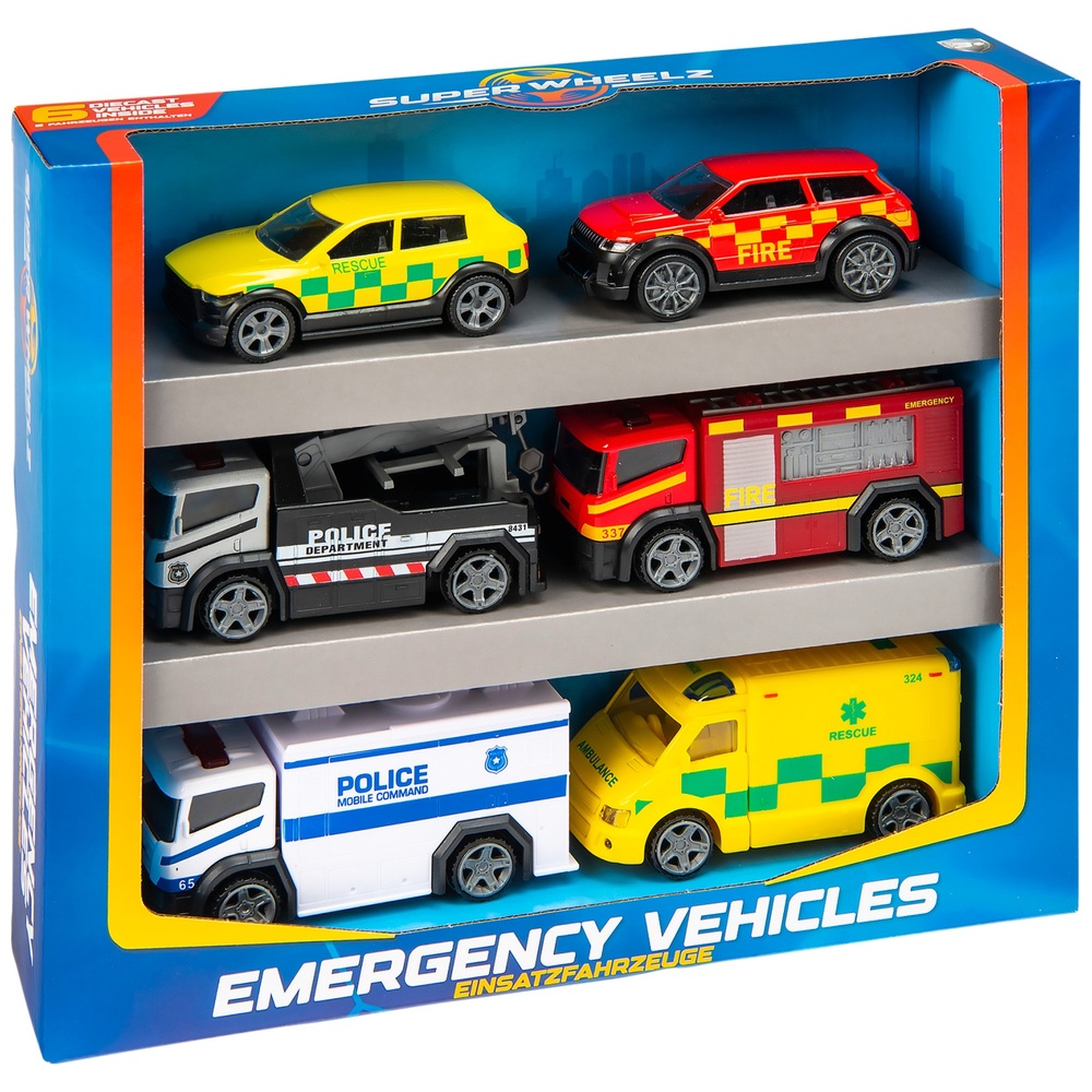 Super Wheelz Notfall-6er-Pack Druckgussfahrzeuge
