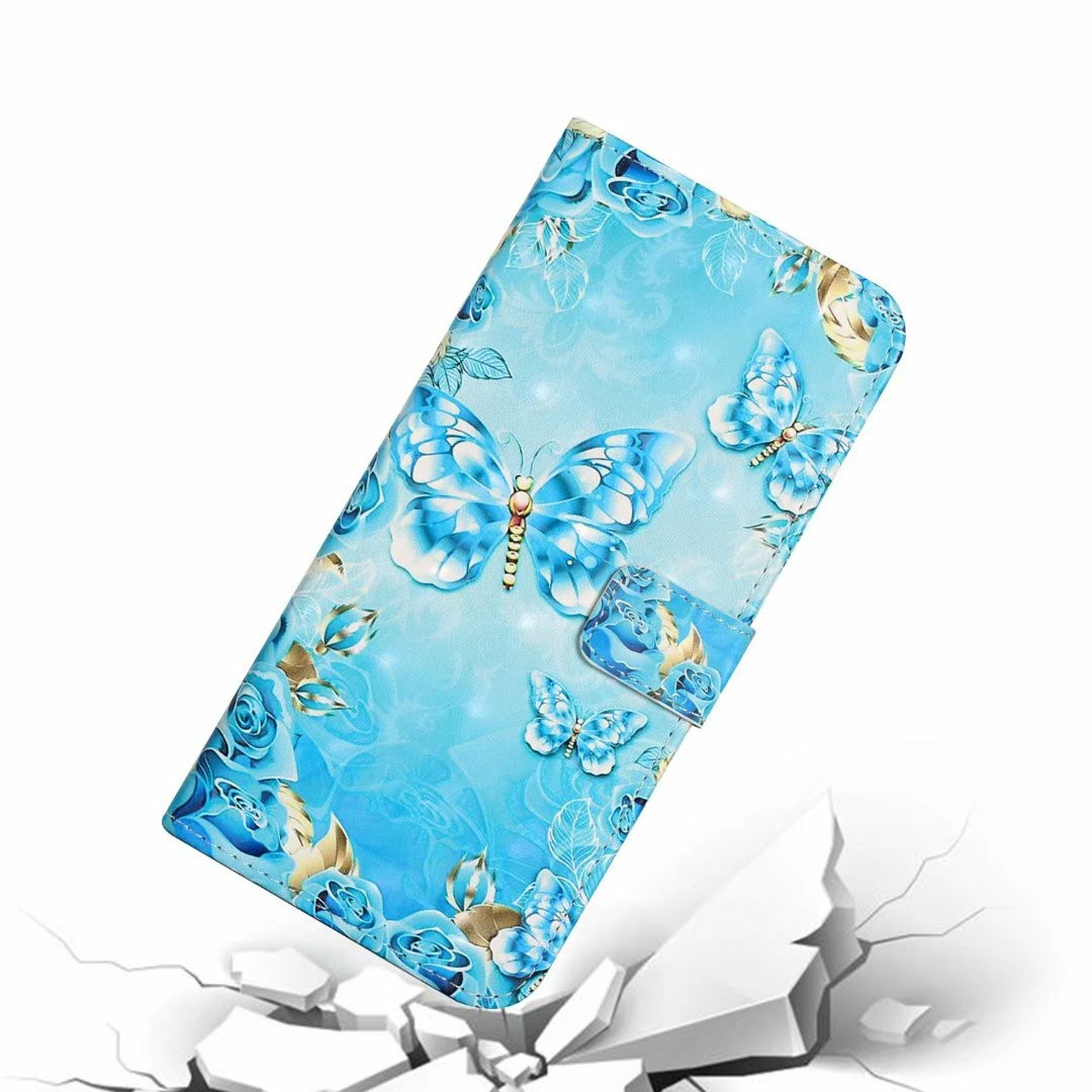 Samsung Galaxy S24 FE Leder Tasche mit Kartenfächern - Kristall Schmetterling