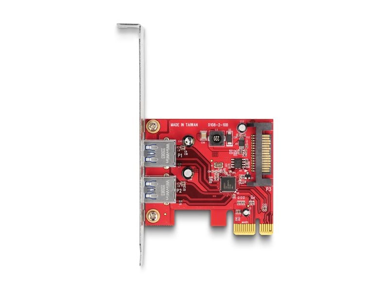 Delock Express-Karte USB 5 Gbps Typ-A Buchse LP Delock PCI Express x1 Karte zu 2 x extern USB 5 Gbps Typ-A Buchse – Low Profile Formfaktor