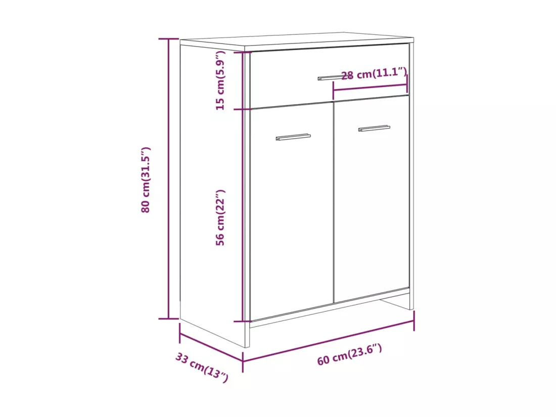 Armoire de bain Chêne fumé 60x33x80 cm Bois d'ingénierie