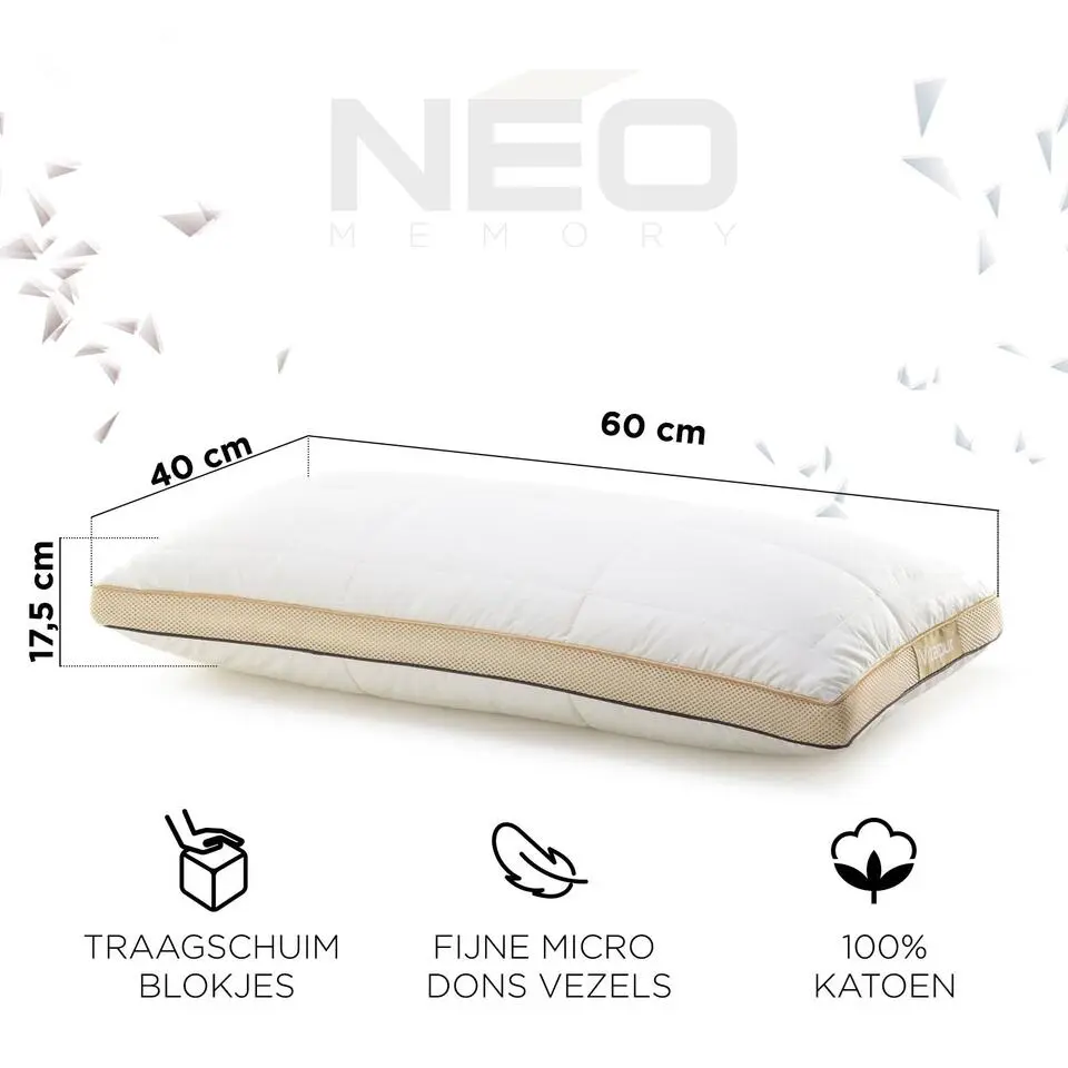 Vitapur Kinderkussen - Traagschuim vulling - 40x60 cm - 2 stuks