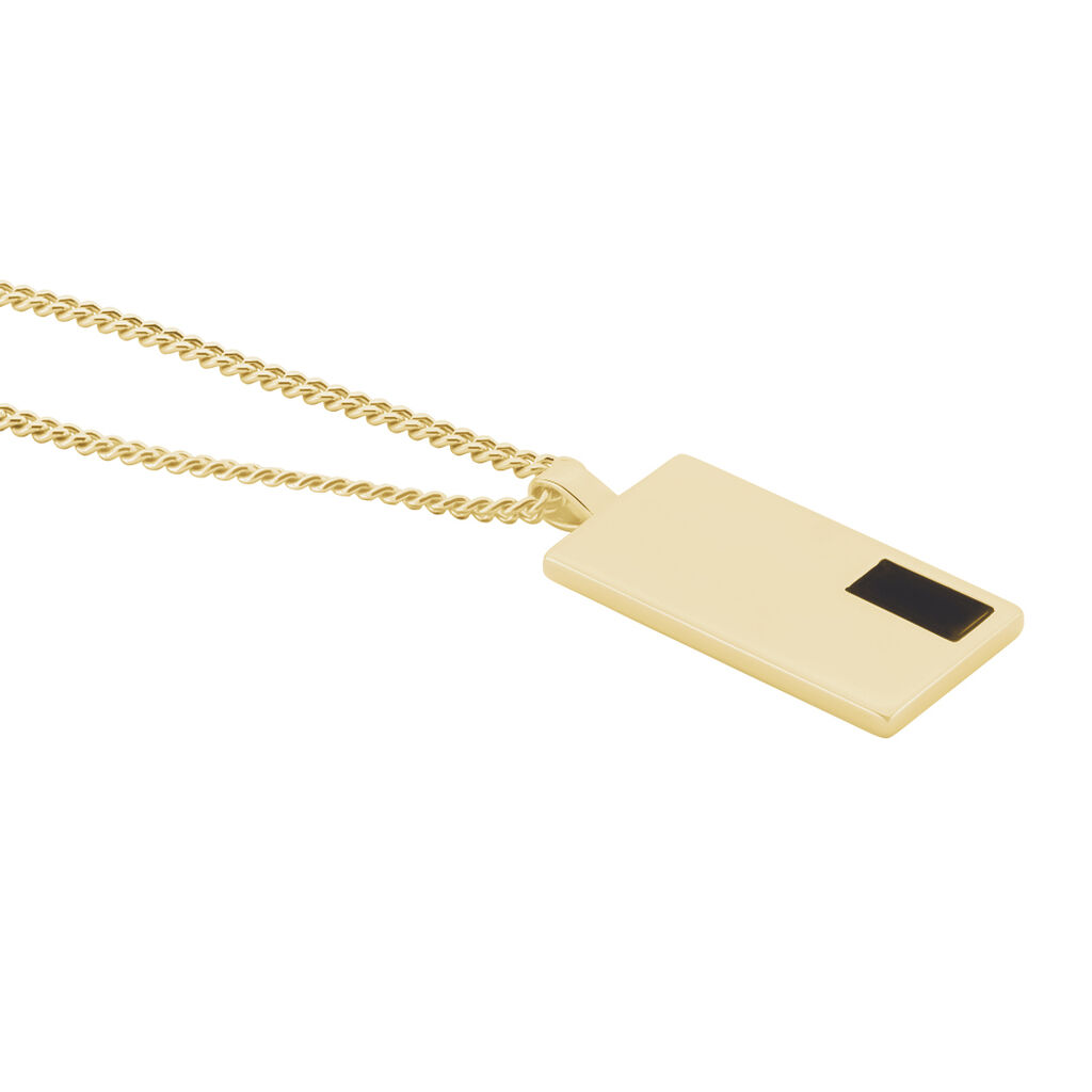 Collier Plaqué Or Jaune Francesco Onyx Noir