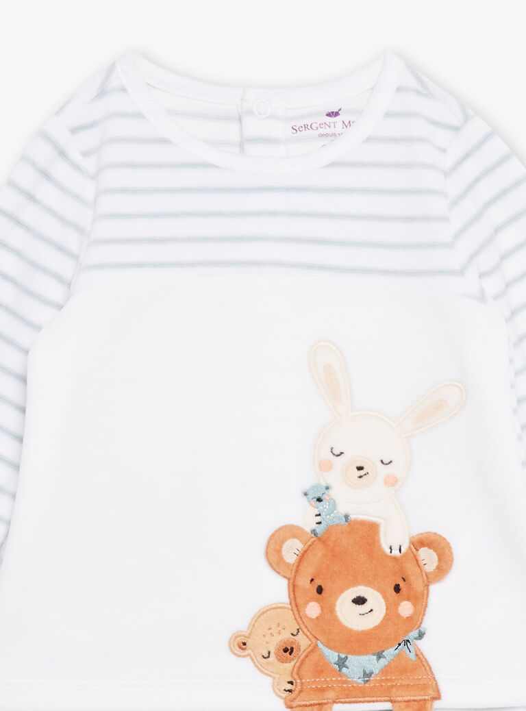 Pyjama écru à imprimé à rayures