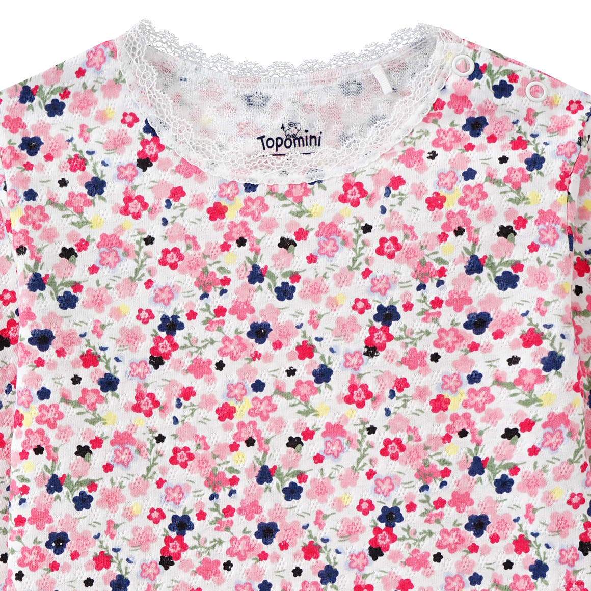 Topomini Baby Langarmshirt aus Bio-Baumwolle weiss / rosa / pink