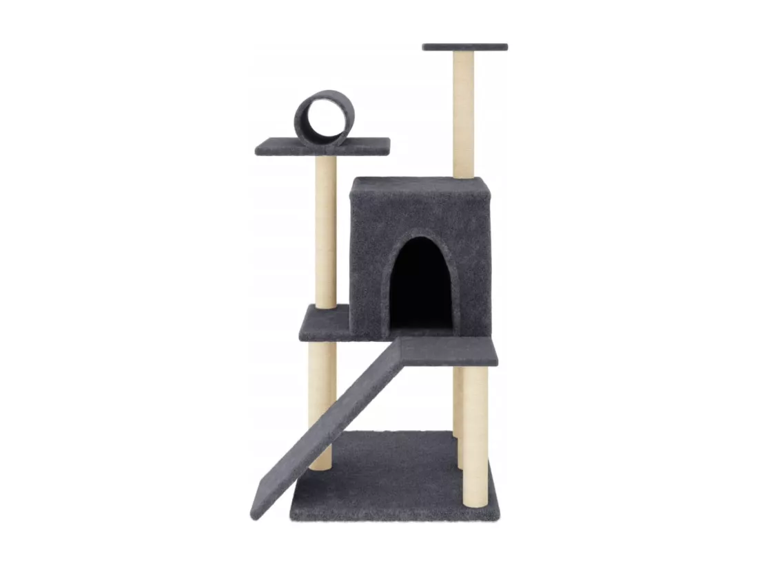 Arbre à chat avec griffoirs en sisal gris foncé 110,5 cm