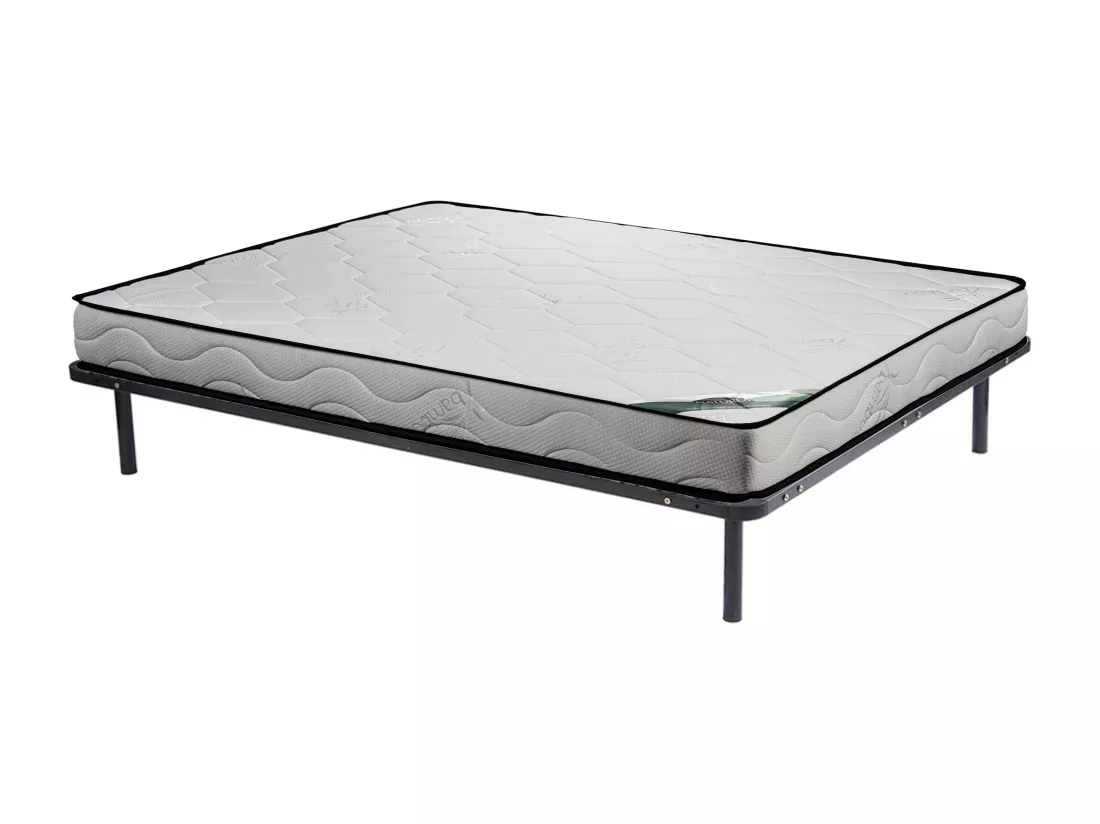 Ensemble 160 x 200 cm cadre à lattes + matelas mousse et coutil bambou ép.15cm - KANANI de NATUREA