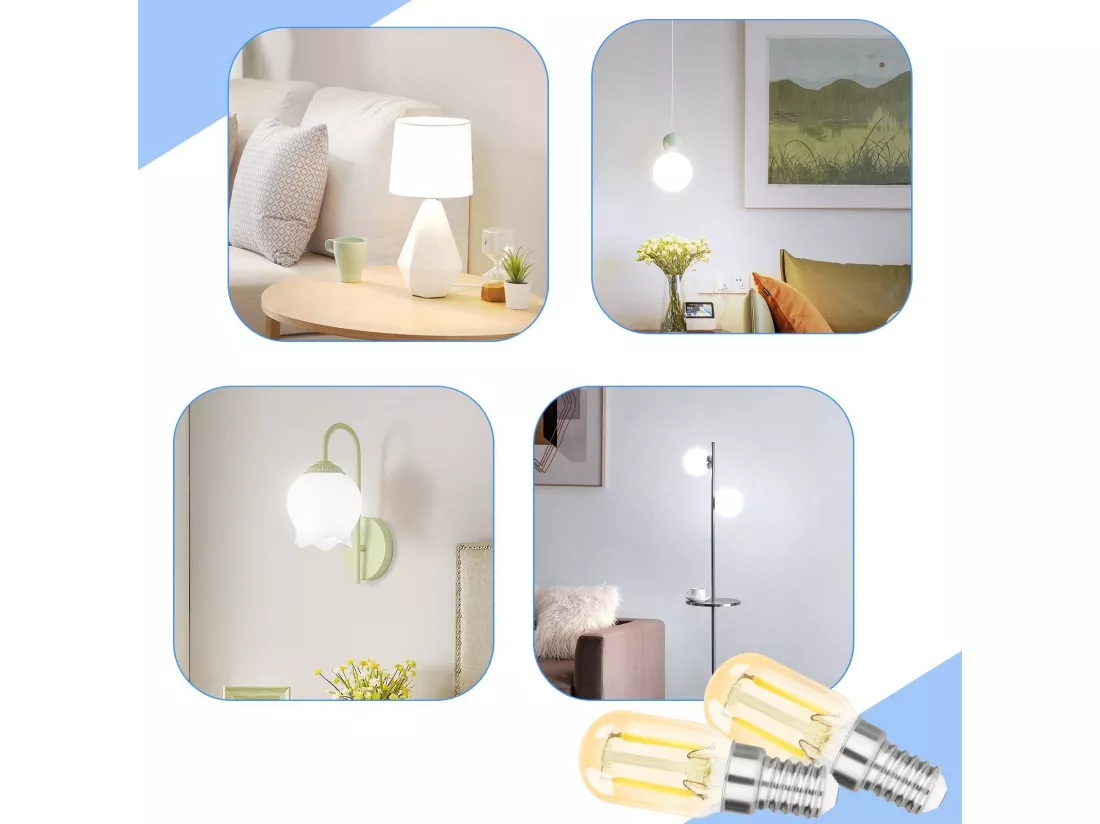 NETTLIFE pack de 2 E14 LED blanc froid T22 vintage LED 2W rétro 6000K lampe à économie d'énergie E14 non dimmable