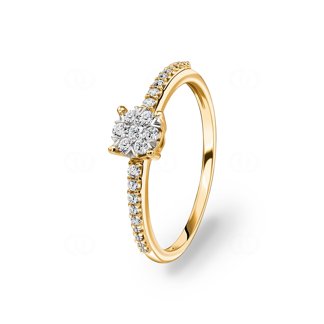 Verlobungsring 750/18 K Gelbgold mit Diamanten 0.24 ct H/si