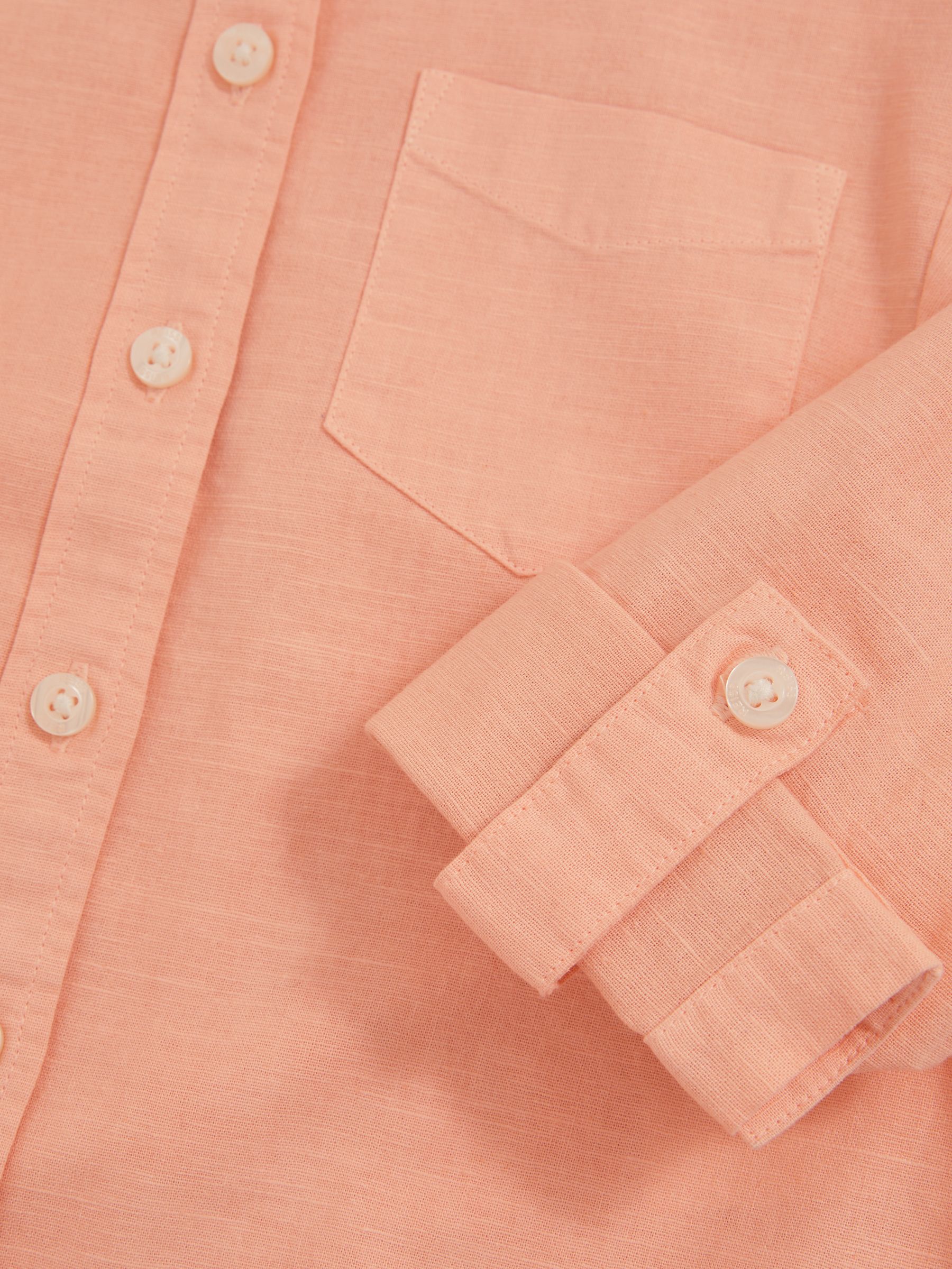 Peach - Reiss Leora Linen Roll-Cuff Shirt