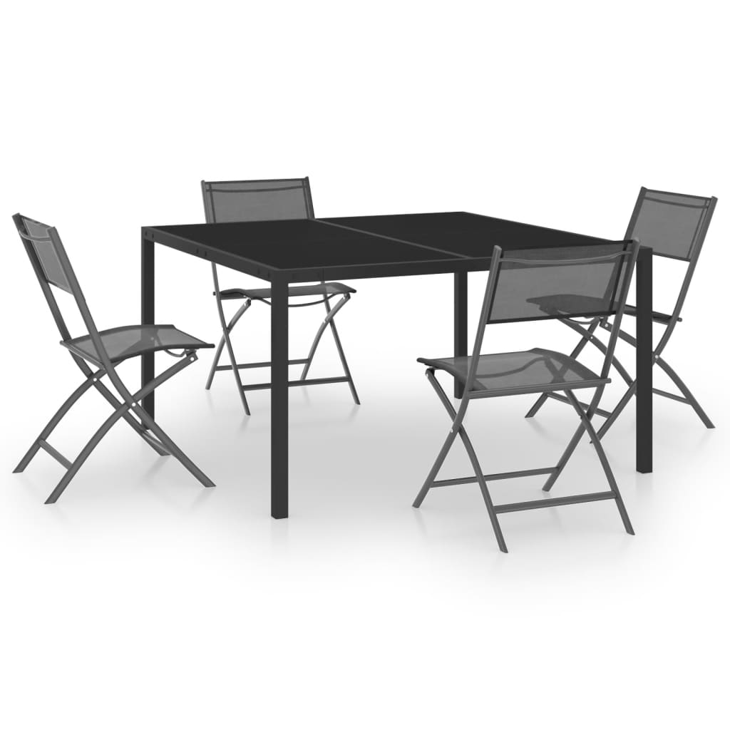 Mobilier de salle à manger d'extérieur 5 pièces acier