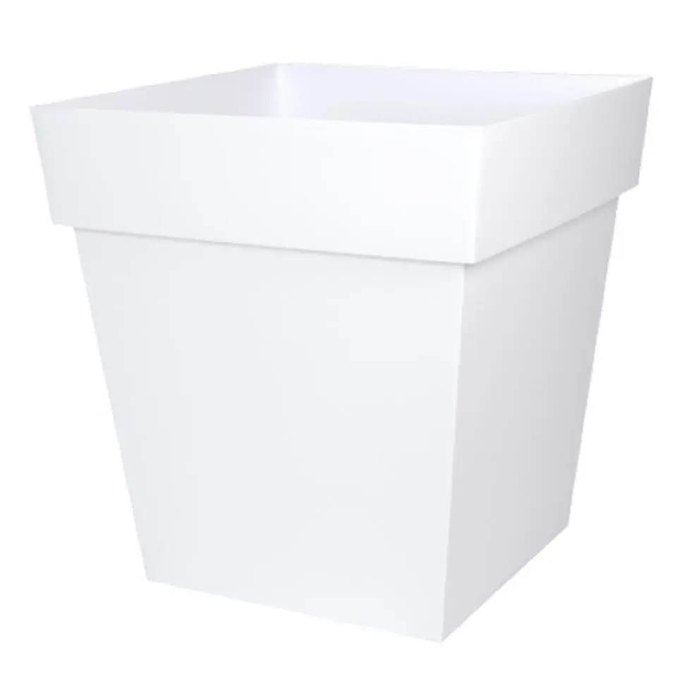 EDA Bloempot Toscane - vierkant - wit - kunststof - 39 cm
