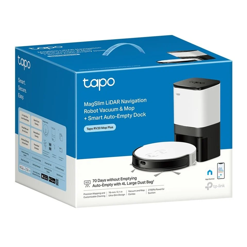 TP-Link - Tapo RV20 Mop Plus Smart Robotstøvsuger og Gulvvasker