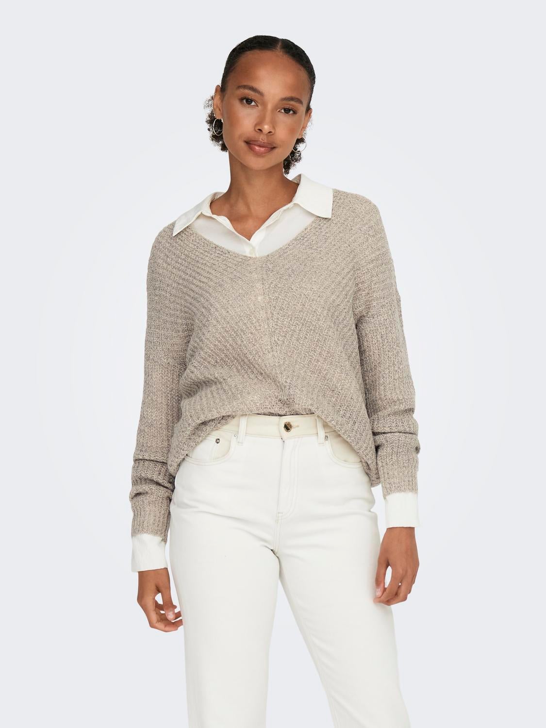 JDYNEW Strickpullover Cement