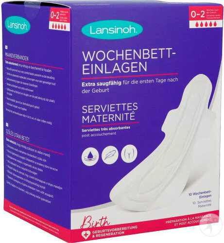 Lansinoh Serviettes Maternité Post Accouchement Très Absorbantes 0-2 Semaines 10 Pièces