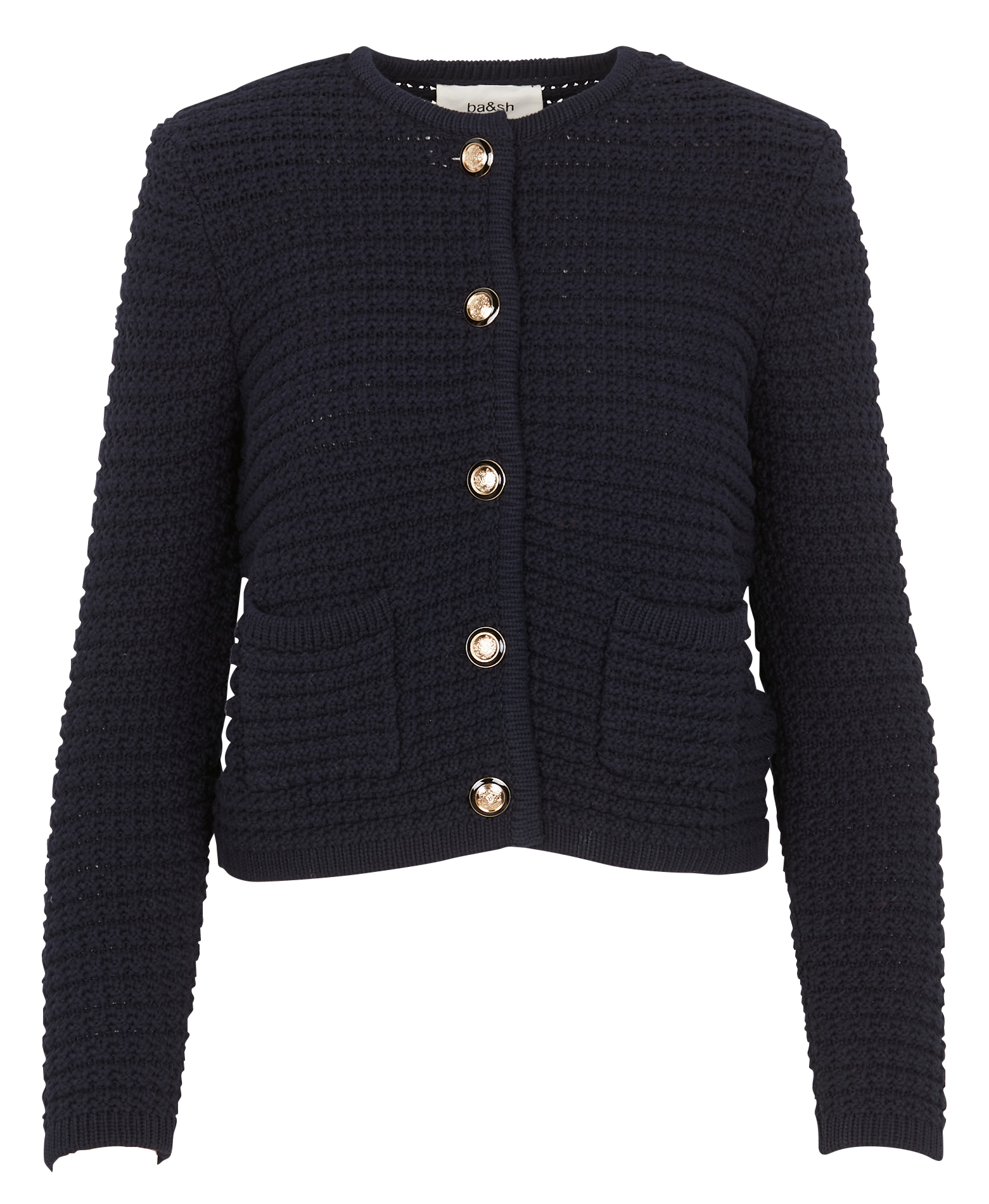 GASPARD - Gilet col rond en maille de coton mélangé| Bleu