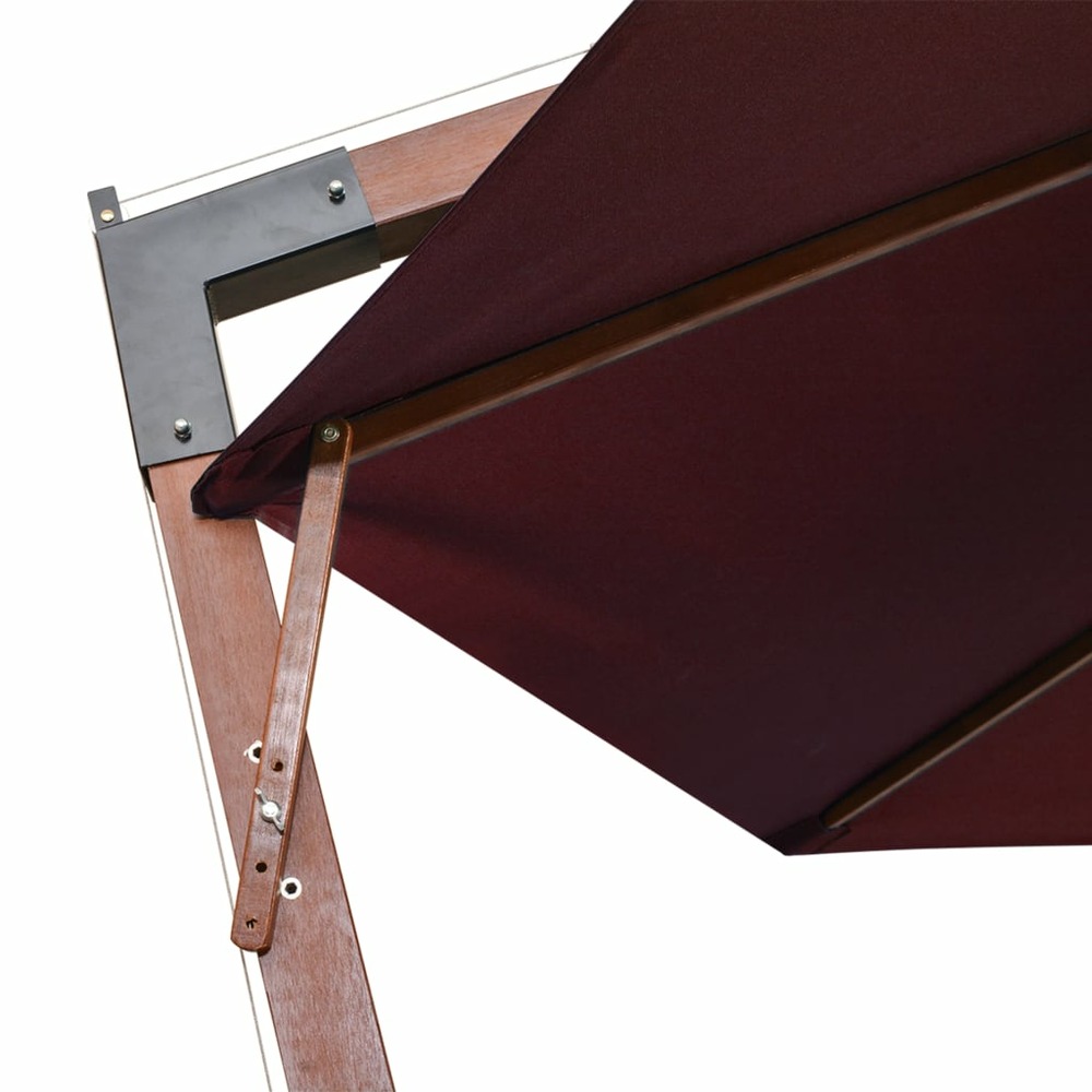 Parasol suspendu avec mât 3,5 x 2,9 m bois de sapin rouge bordeaux