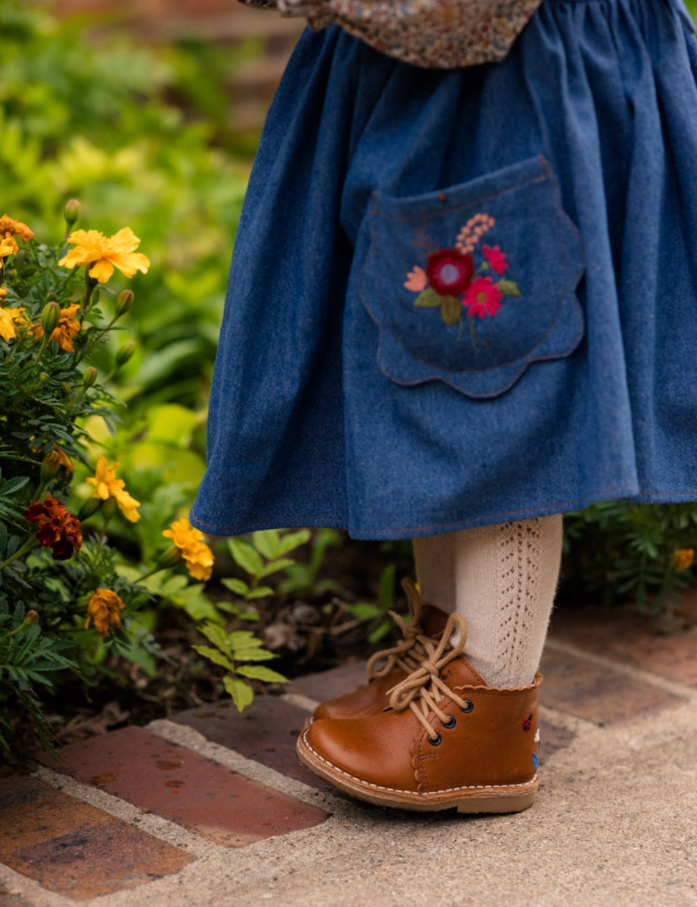 Ladybug Scallop Boot - Cognac