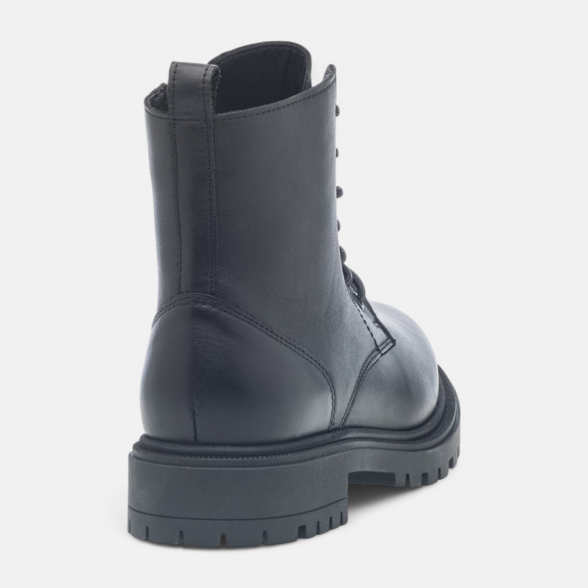Bottines à lacets Femme en cuir noir
