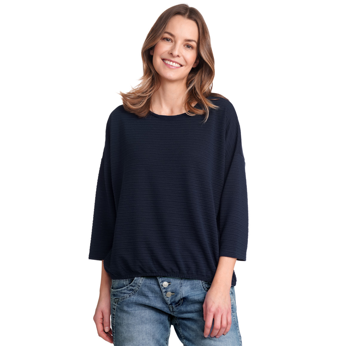 Gina Benotti Damen Shirt mit 3/4-Ärmeln dunkelblau
