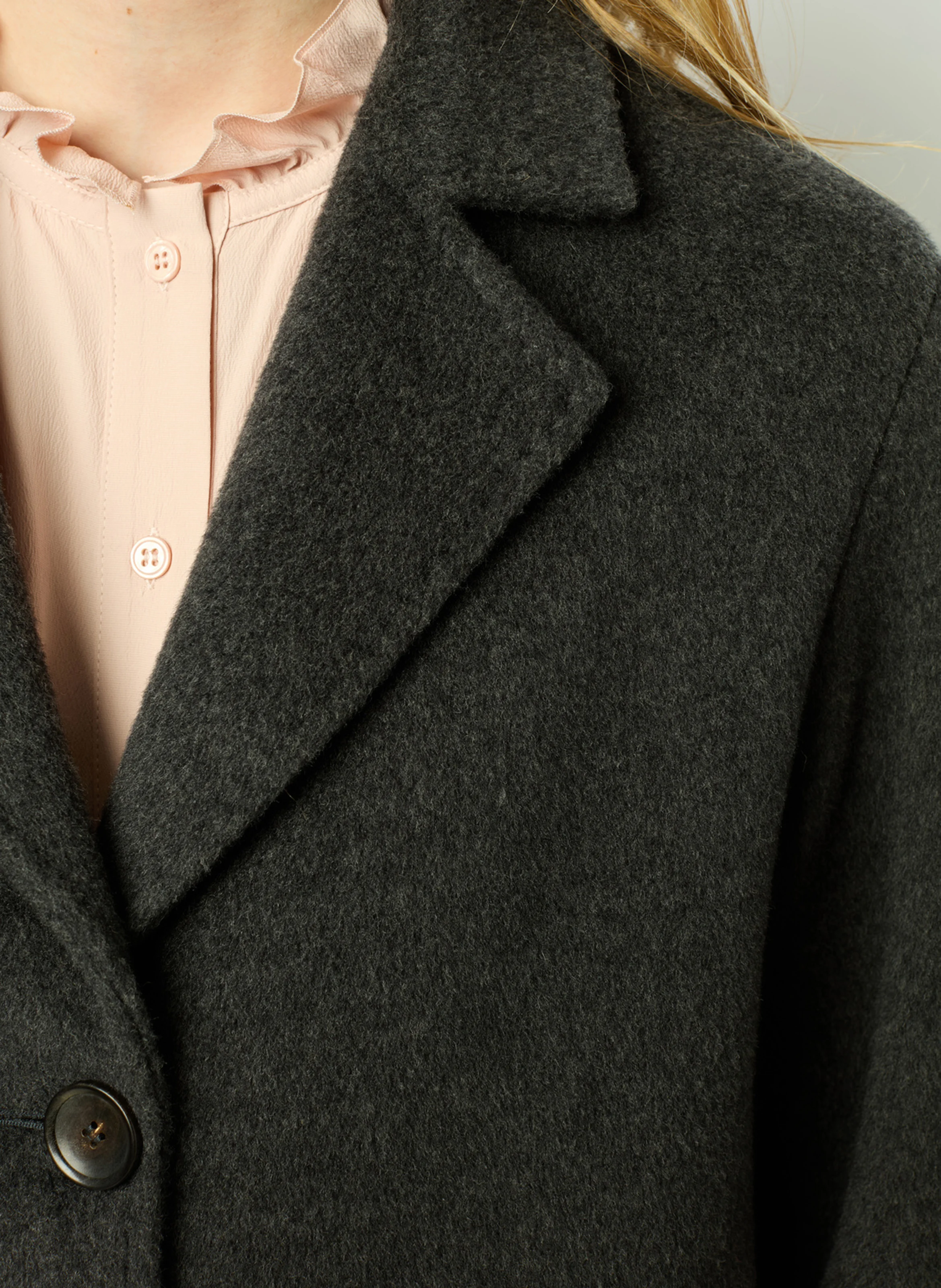 LATHICIA - Manteau col tailleur en laine vierge mélangée | Gris