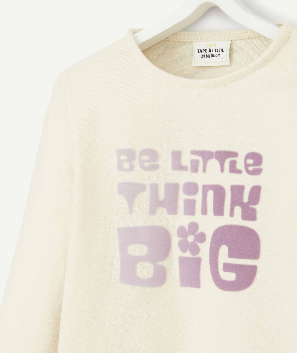 T-SHIRT BEIGE BÉBÉ FILLE AVEC MESSAGE VIOLET