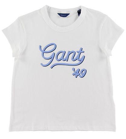 GANT T-Shirt - Gant Script - Weiß m. Hellblau