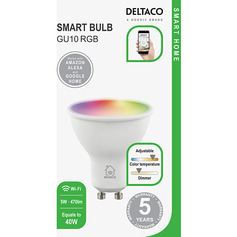Deltaco Smart dæmpbar LED-pære GU10