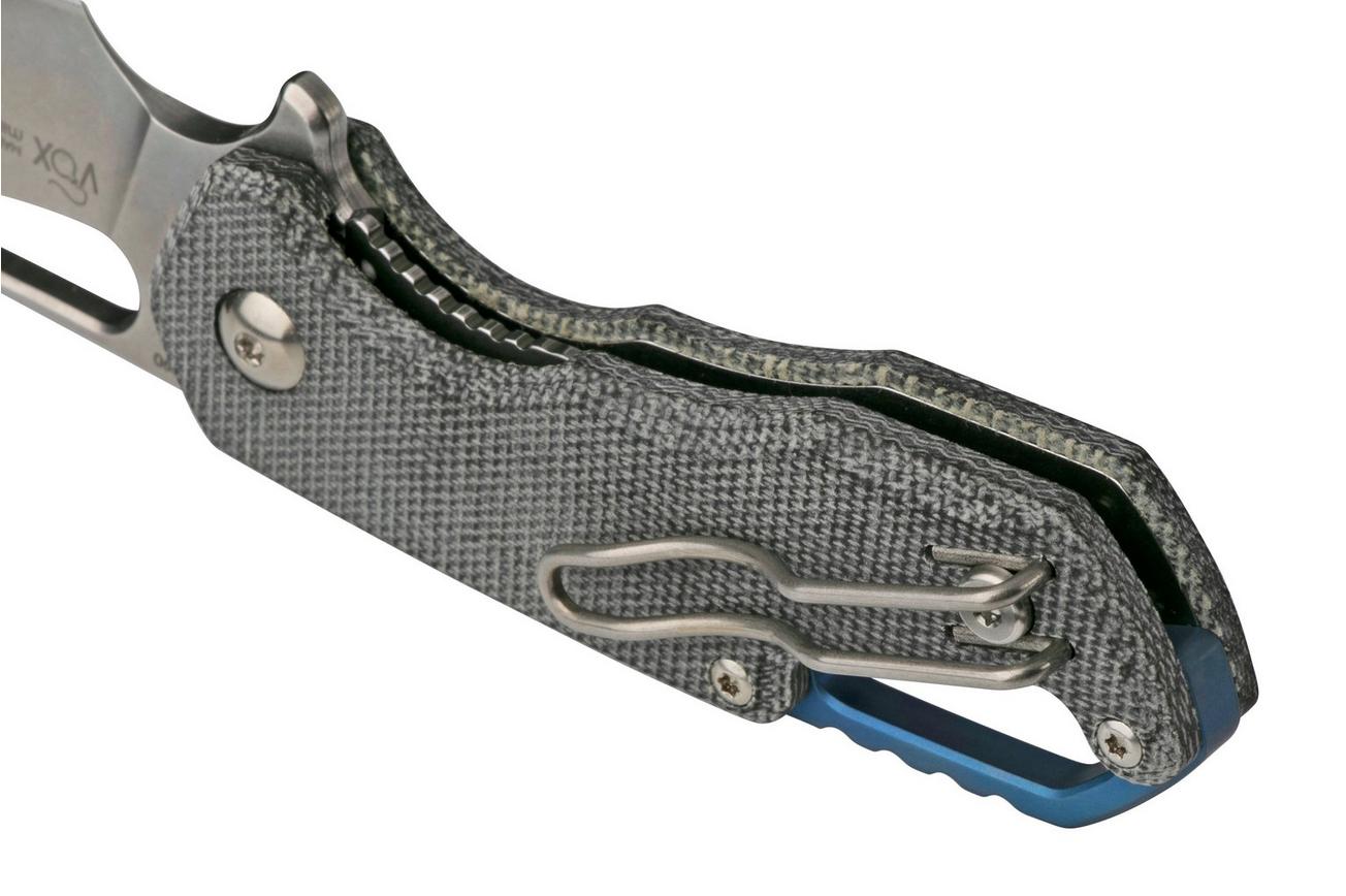 MKM Isonzo FX03M-1BC Hawkbill M390, Black Canvas Micarta zakmes, Jesper Voxnaes design