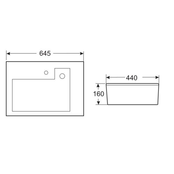 Badstuber Cera K810 waskom met kraangat 64,5x44cm