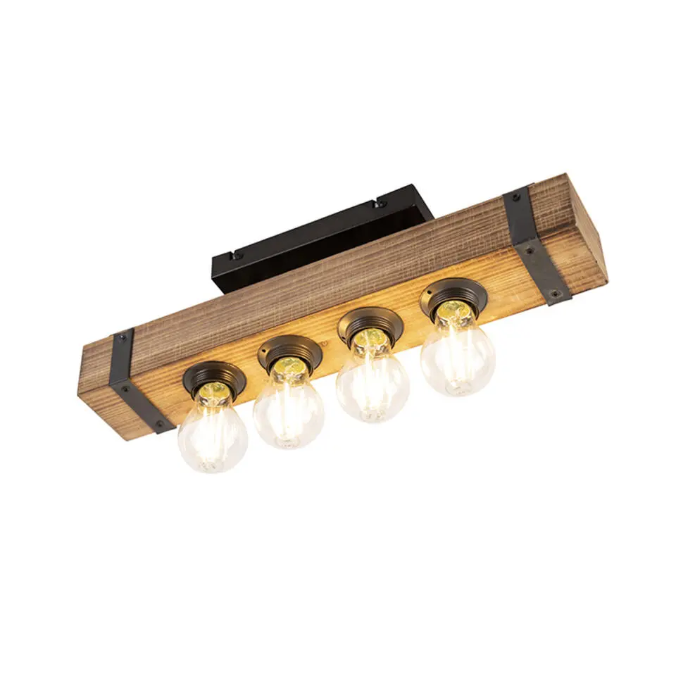 Qazqa plafondlampen reena bruin e27