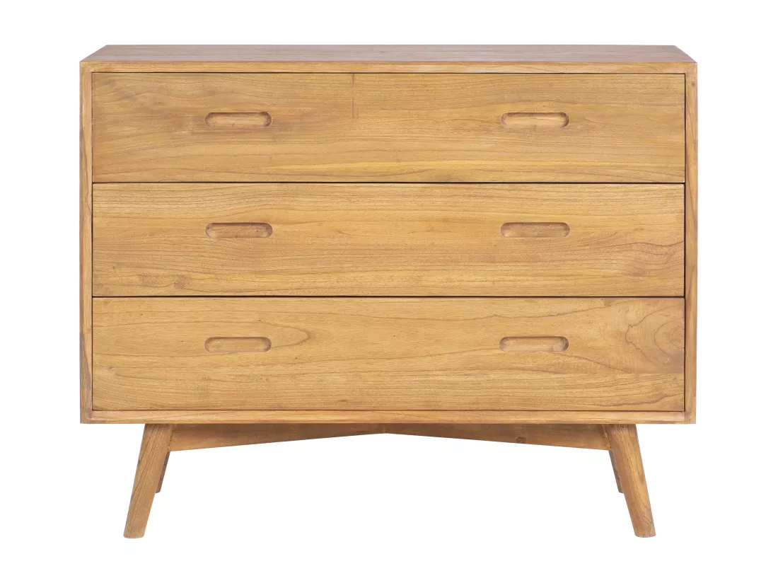Commode 3 tiroirs - Bois de mindi - Naturel - PONIDA