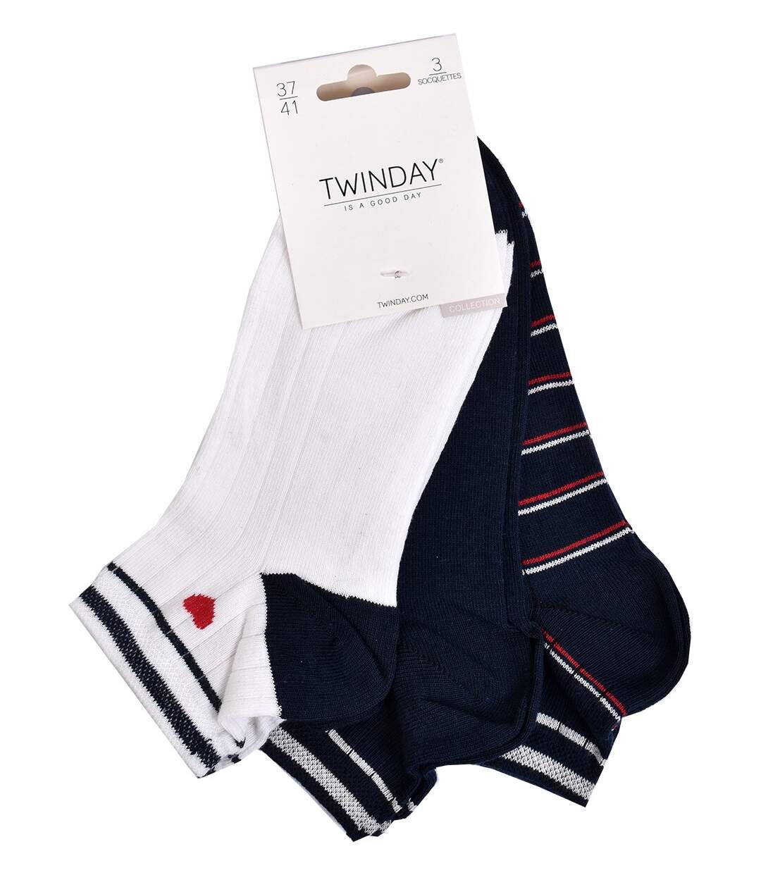 Chaussettes Courtes femme TWINDAY Qualité et Confort-Assortiment modèles photos selon arrivages- Pack de 6 Paires COEUR MARINE 35070