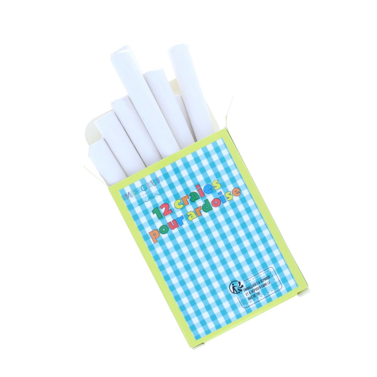 Lot de 12 craies blanches Mercredi et Patati