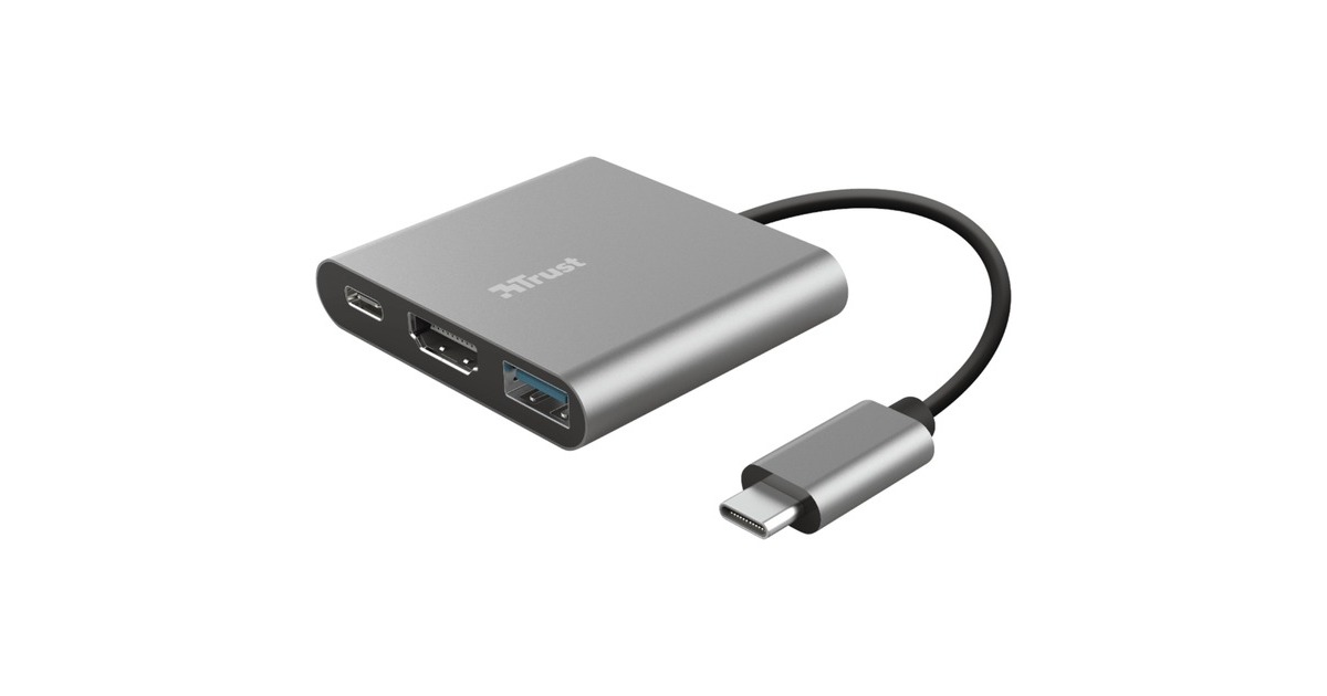 TrustDalyx 3-in-1 Multiport USB-C Adapter  (Aluminium)