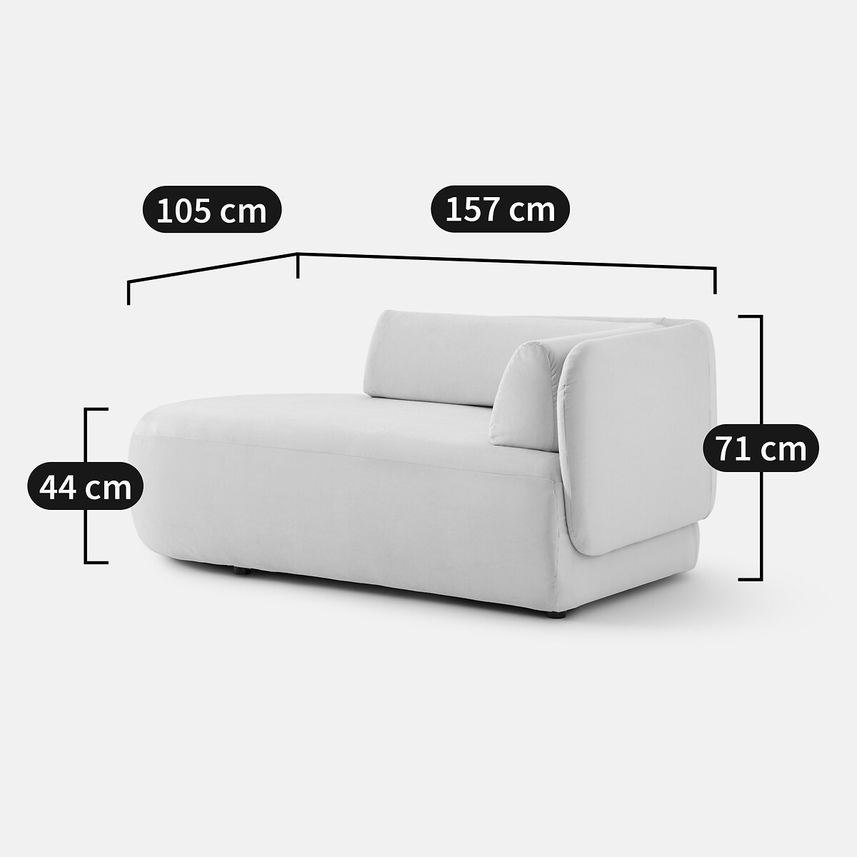 LA REDOUTE INTERIORS<br>Links de cadeira comprida, fluweel, Meridiano