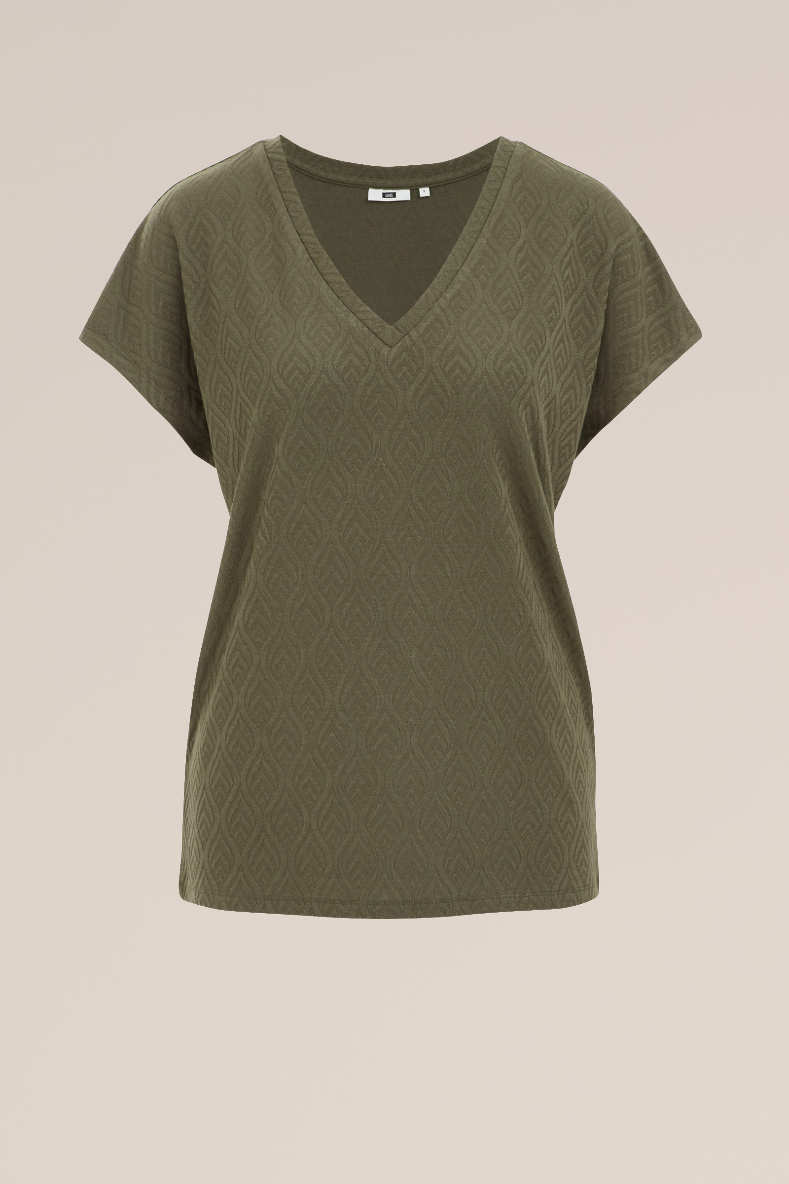 T-shirt met jacquard-dessin WE Fashion Donkergroen