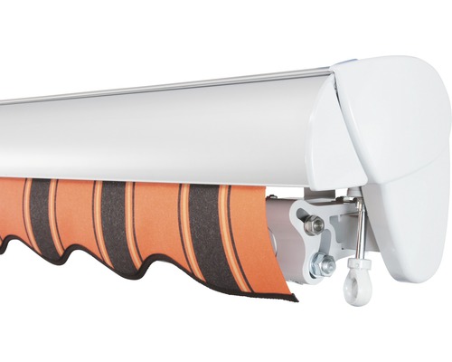 SOLUNA Halfcassette zonnescherm Classic 2,5x1,5, doekdesign 6363, frame E6EV1 zilver geëloxeerd, aandrijving rechts inclusief slinger