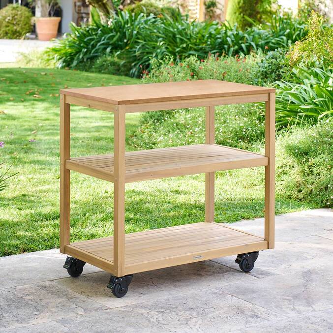 Module à roulettes avec étagères pour cuisine d'été LODGIA Beige