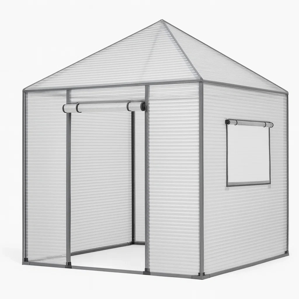Serre en polycarbonate avec cadre en aluminium 190x190x195 cm