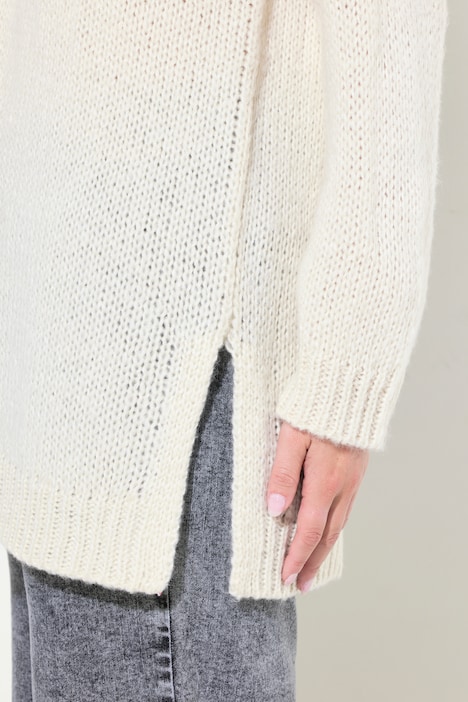 Pullover, Classic Fit, Grobstrick, Ausschnitt mit Spitze