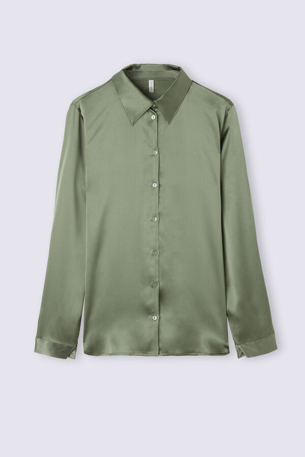 Camisa de seda de manga comprida