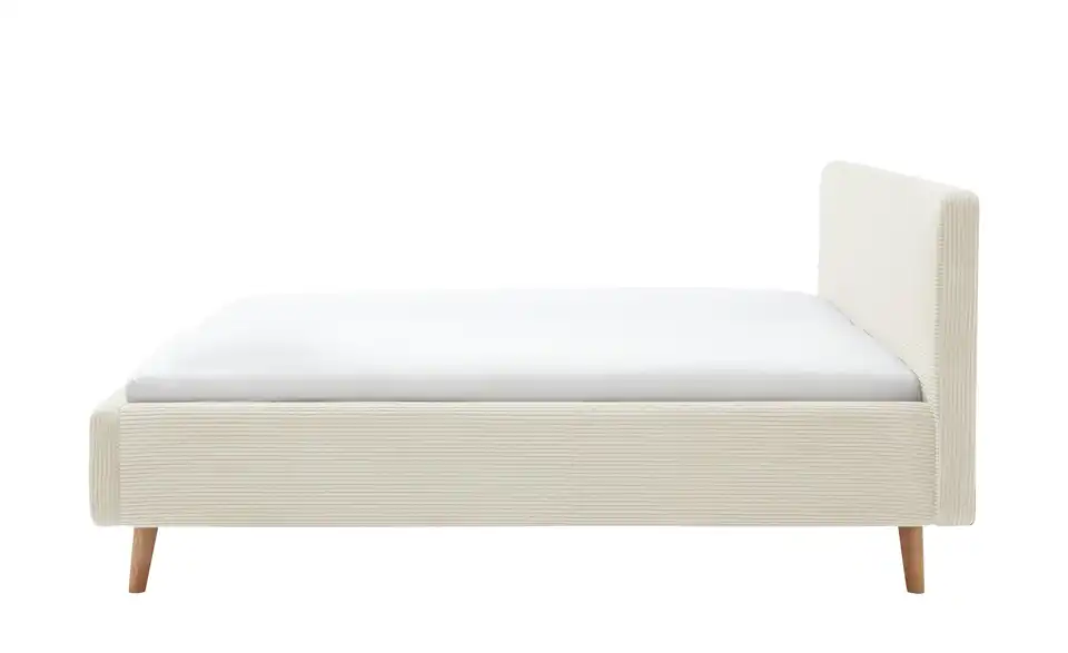 Polsterbettgestell Mattis Beige Cordstoff 140 cm ohne Bettkasten