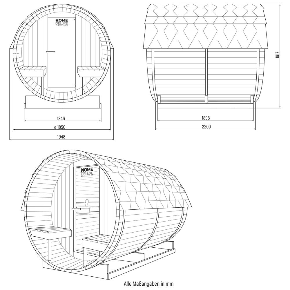 HOME DELUXE Outdoor Fasssauna LAHTI -versch. Ausführungen
