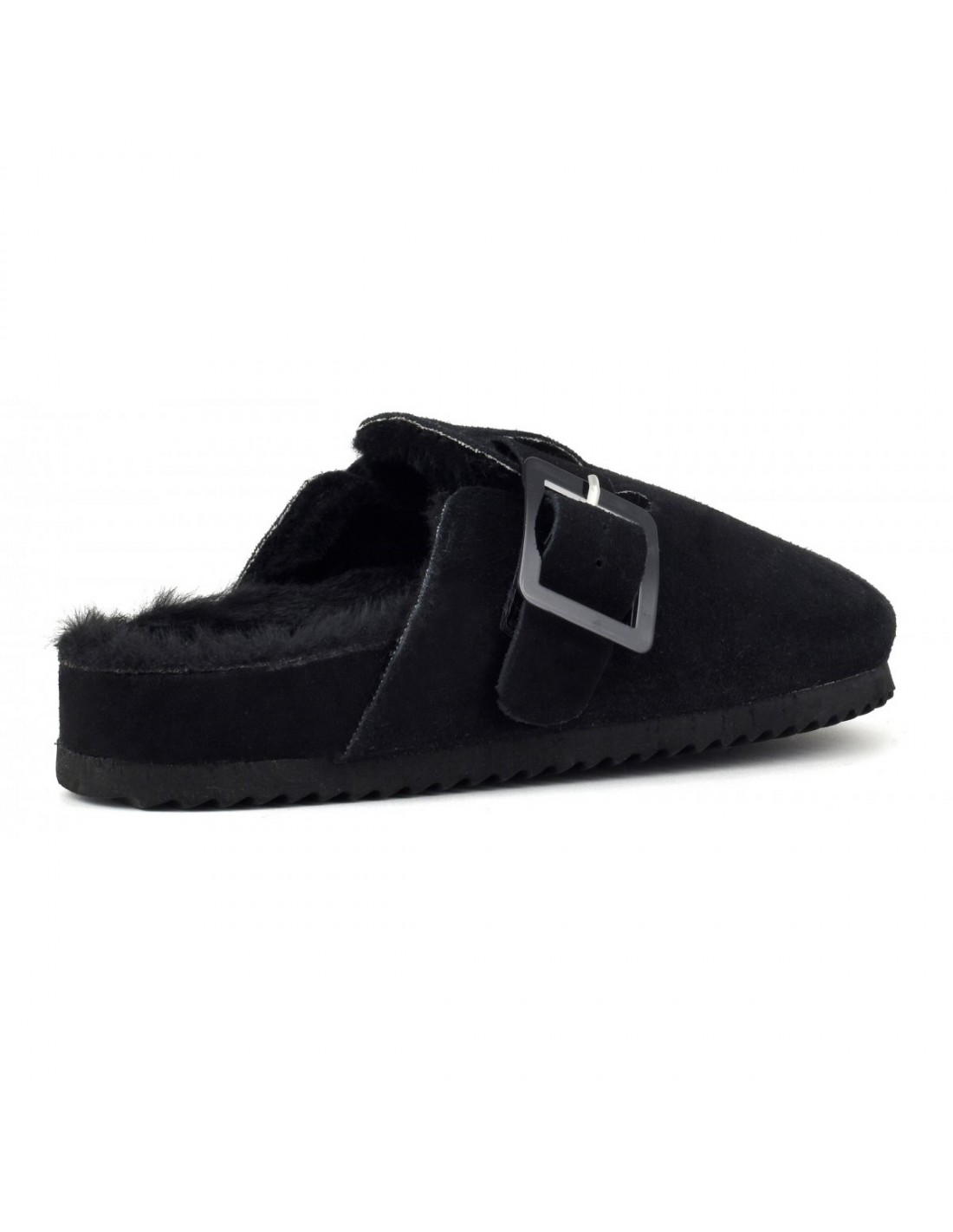 colors of california Sabots femme noir suede furry bio closed toe