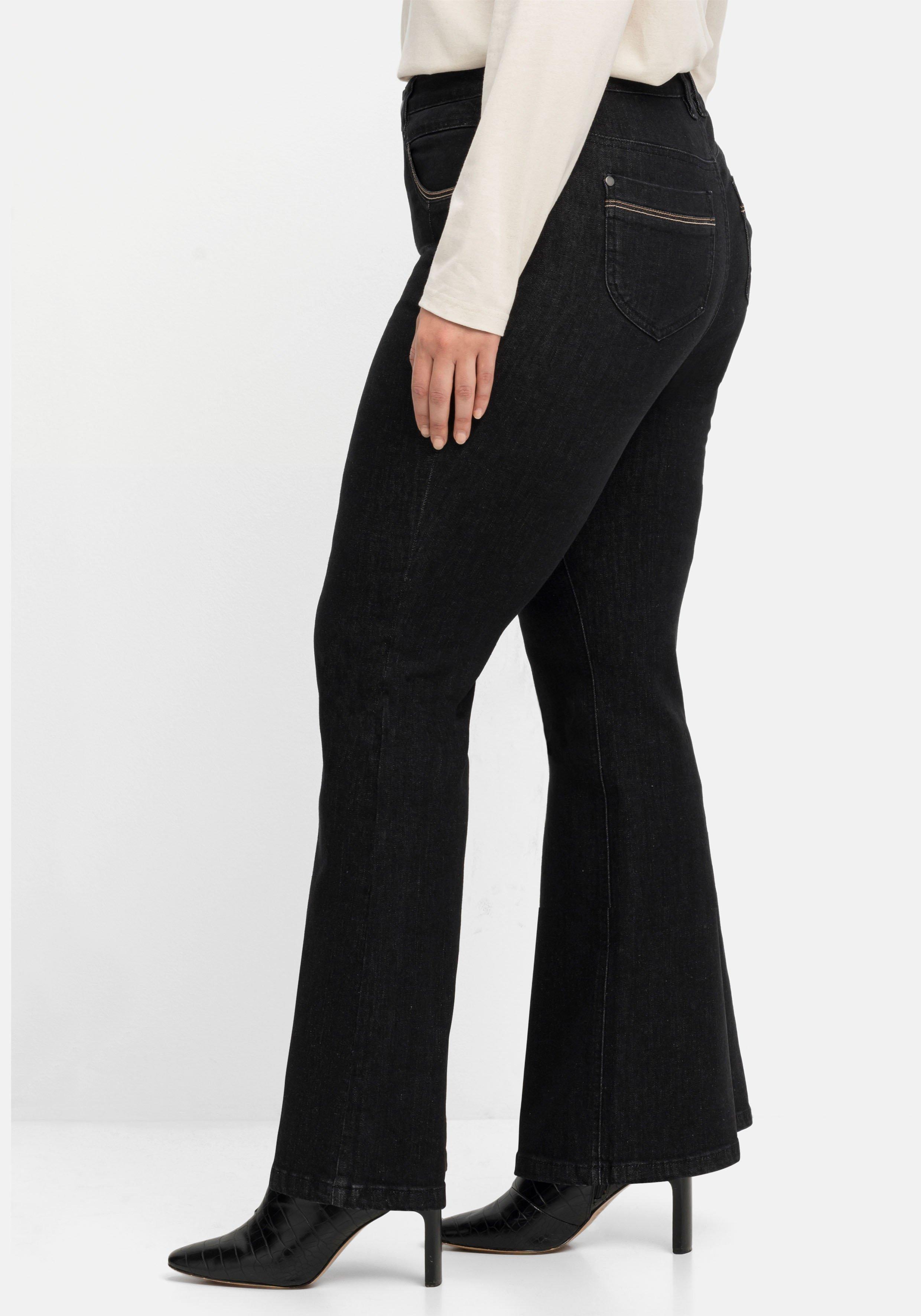 Bootcut-Jeans mit Kontrast-Stickerei, extralang