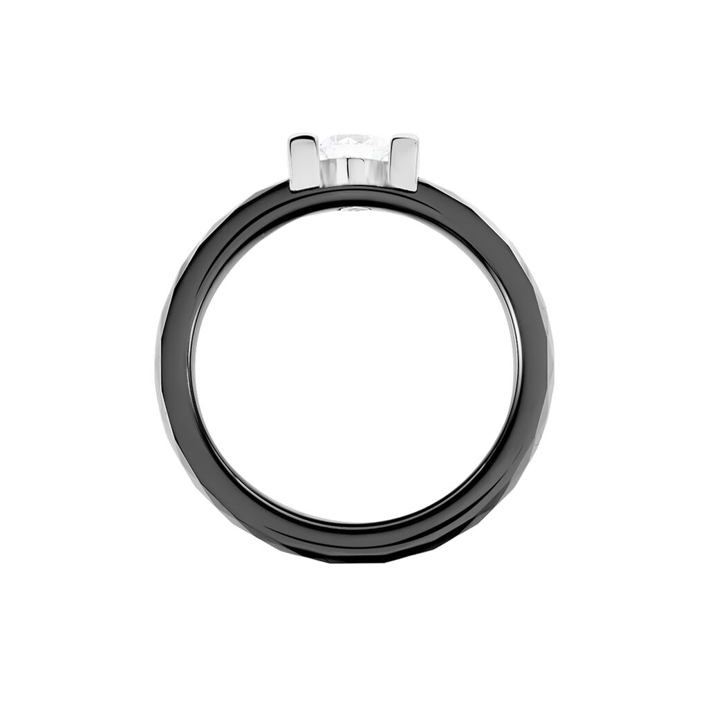 Bague Solitaire Ceramik Design Argent  Oxyde De Zirconium Et Céramique