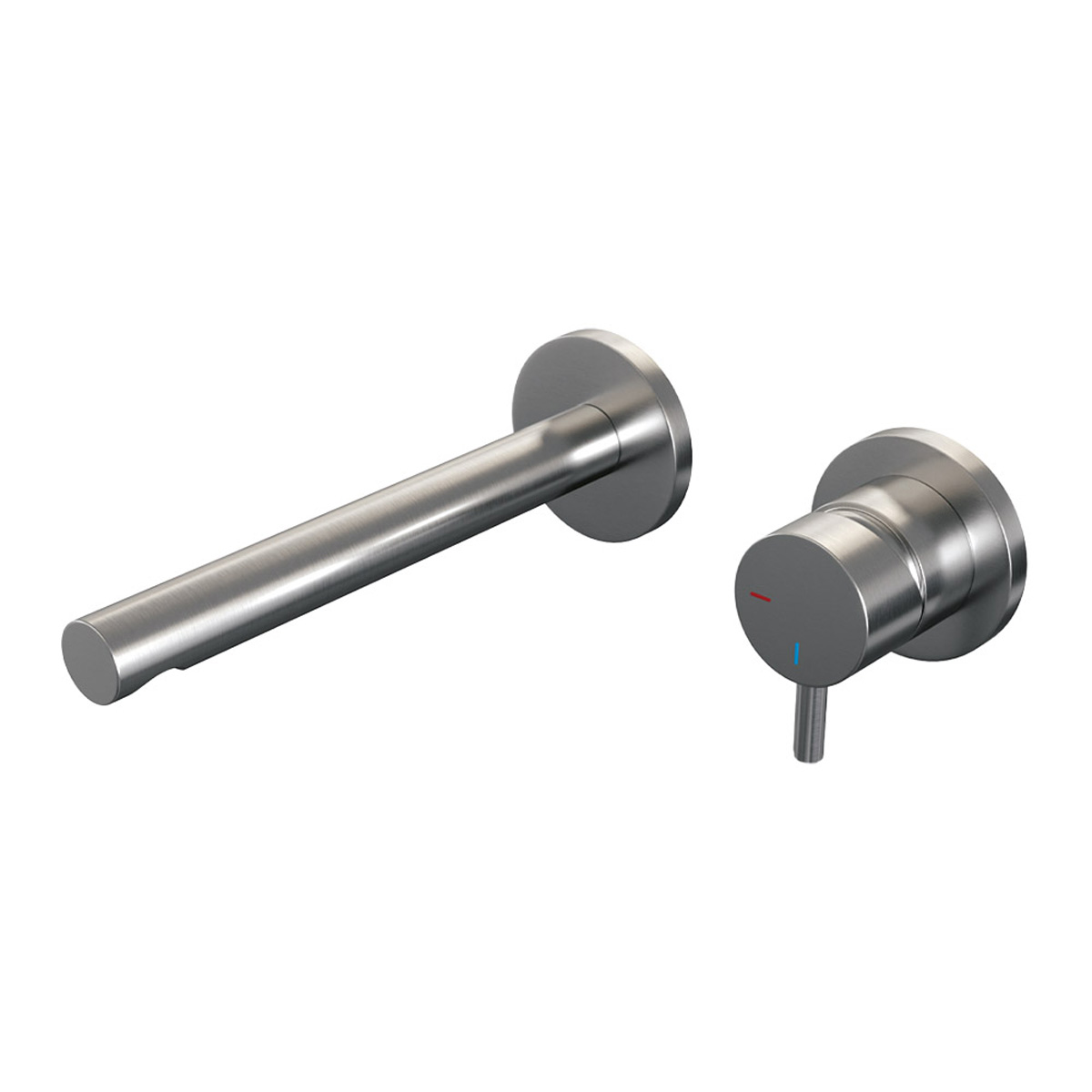 Brauer Brushed Edition ColdStart wastafelkraan inbouw rechte uitloop en rozetten model B1 RVS geborsteld PVD