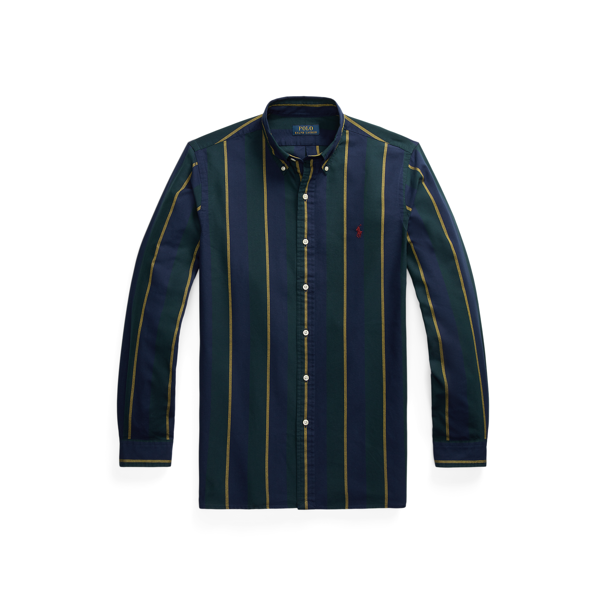 Chemise droite rayée en coton | Bleu