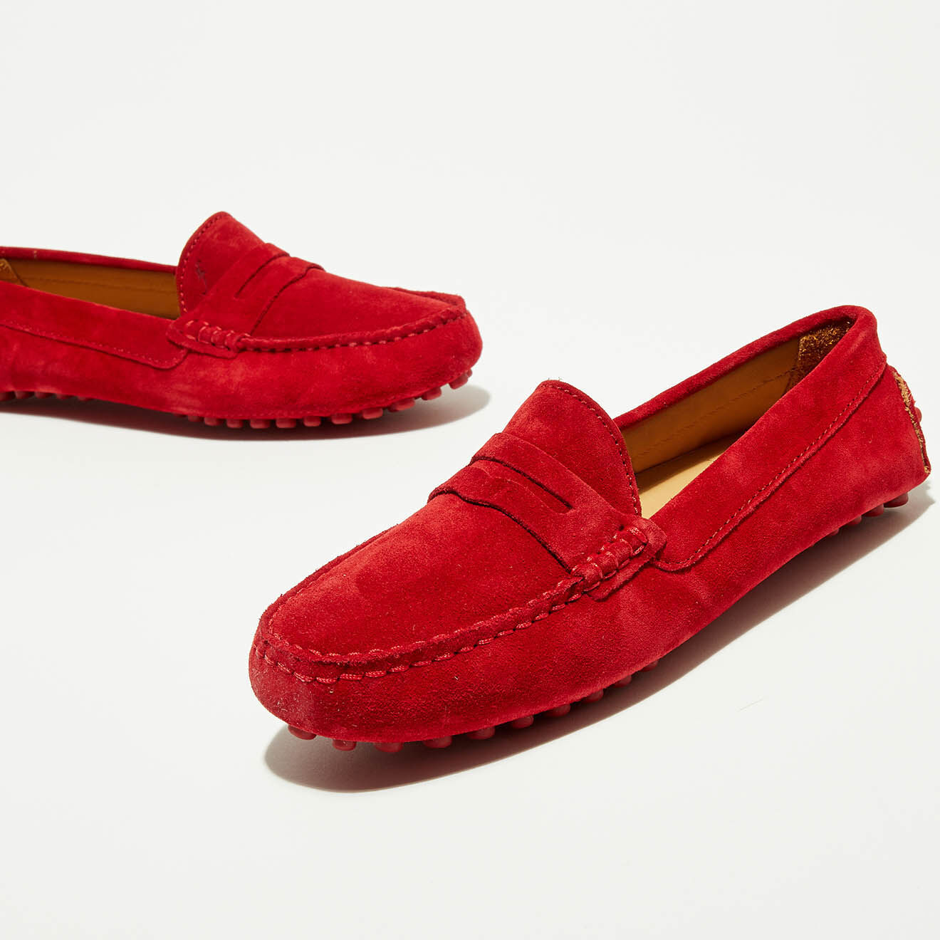 Loafers Mocassins en Velours de Cuir Lena  tomate